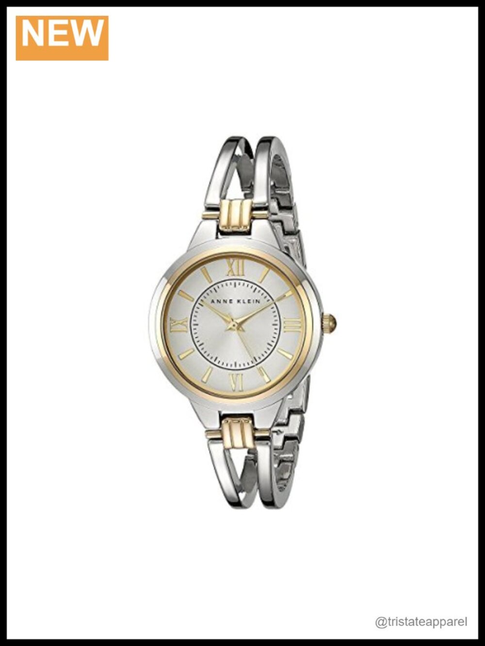 Two-Tone Open Bangle Dress Watch Silver-Tone Bracelet Japanese Quartz